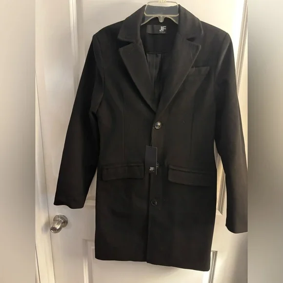 New JF.Ferrar Men's Black Top Coat sz Small